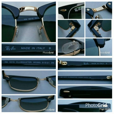 แว่นตา 'เรย์ - แบน - แสนสะท้าน'  อิตาลีตัวแท้ !  โมเดลคลาสสิค  'คลับมาสเตอร์ - นายกสโมสร' สุดยอดเลนส์กระจก ออริจินัล เรย์ - แบน 'สีเขียว / เทา G - 15'  Authentic RAY - BAN handmade in Italy