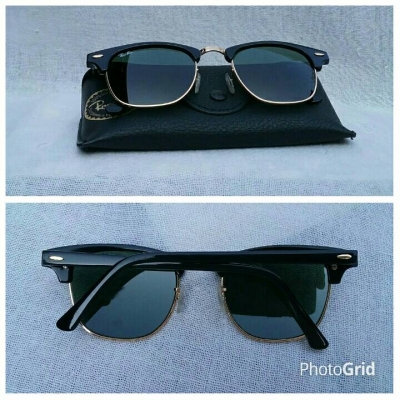 แว่นตา 'เรย์ - แบน - แสนสะท้าน'  อิตาลีตัวแท้ !  โมเดลคลาสสิค  'คลับมาสเตอร์ - นายกสโมสร' สุดยอดเลนส์กระจก ออริจินัล เรย์ - แบน 'สีเขียว / เทา G - 15'  Authentic RAY - BAN handmade in Italy