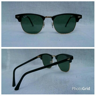 แว่นตา 'เรย์ - แบน - แสนสะท้าน'  อิตาลีตัวแท้ !  โมเดลคลาสสิค  'คลับมาสเตอร์ - นายกสโมสร' สุดยอดเลนส์กระจก ออริจินัล เรย์ - แบน 'สีเขียว / เทา G - 15'  Authentic RAY - BAN handmade in Italy