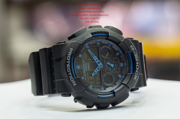 นาฬิกา CASIO G-shock รุ่น GA-100-1A2DR สีน้ำเงินดำ ของแท้ มือสอง สภาพดี ส่งฟรี