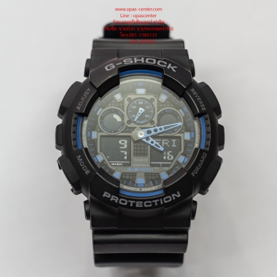 นาฬิกา CASIO G-shock รุ่น GA-100-1A2DR สีน้ำเงินดำ ของแท้ มือสอง สภาพดี ส่งฟรี