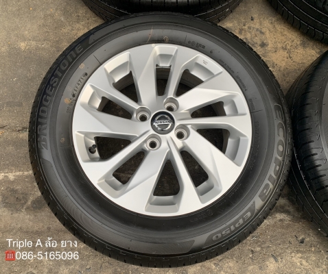 ล้อแม็กป้ายแดง Nissan Almera ขอบ 15 รุ่นใหม่ล่าสุด พร้อมยางใหม่ป้าแดง 195-65-15 Bridgestone ปลายปี 19 ใหม่ยกห้าง