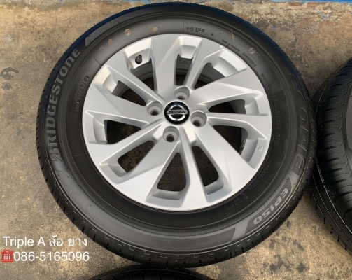 ล้อแม็กป้ายแดง Nissan Almera ขอบ 15 รุ่นใหม่ล่าสุด พร้อมยางใหม่ป้าแดง 195-65-15 Bridgestone ปลายปี 19 ใหม่ยกห้าง