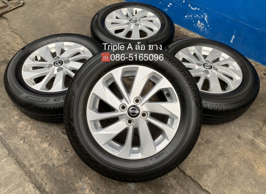 ล้อแม็กป้ายแดง Nissan Almera ขอบ 15 รุ่นใหม่ล่าสุด พร้อมยางใหม่ป้าแดง 195-65-15 Bridgestone ปลายปี 19 ใหม่ยกห้าง