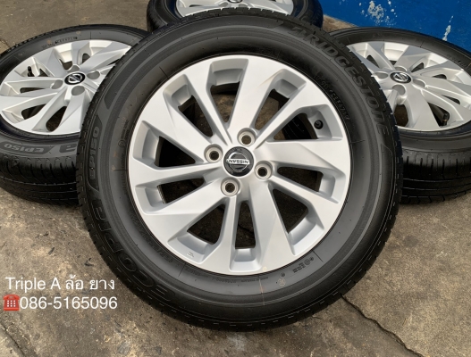ล้อแม็กป้ายแดง Nissan Almera ขอบ 15 รุ่นใหม่ล่าสุด พร้อมยางใหม่ป้าแดง 195-65-15 Bridgestone ปลายปี 19 ใหม่ยกห้าง