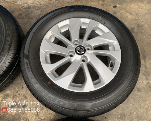 ล้อแม็กป้ายแดง Nissan Almera ขอบ 15 รุ่นใหม่ล่าสุด พร้อมยางใหม่ป้าแดง 195-65-15 Bridgestone ปลายปี 19 ใหม่ยกห้าง