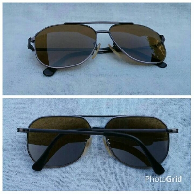 แว่นตา 'ไททาเนียมบริสุทธิ์' ฝรั่งเศส  วินเทจทศวรรษ 1990's  แบรนด์หรูระดับราชสำนัก  เลนส์กระจกคริสตัล 'สีน้ำตาล - ชา'  Vintage PIERRE BALMAIN handmade in Paris, France