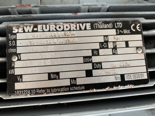 ขายมอเตอร์เกียร์แบบเพลาสวม SEW eurodrive 1HP. 380V รุ่นปรับรอบในตัว **ของใหม่ไม่เคยใช้งาน** เพลาออกได้ทั้งแต่ 4 ถึง 20 รอบต่อนาที หมุนนิ่ม พร้อมใช้งาน ราคา 4,800 บาท ขายมอเตอร์เกียร์แบบเพลาสวม SEW eurodrive 1HP. 380V รุ่นปรับรอบในตัว **ของใหม่ไม่เคยใช้งาน** เพลาออกได้ทั้งแต่ 4 ถึง 20 รอบต่อนาที หมุนนิ่ม พร้อมใช้งาน ราคา 4,800 บาท