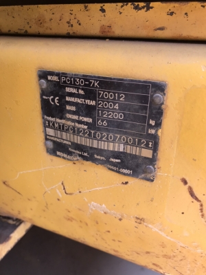 komatsu pc130-7k เก่านอก 5พันกว่าชม. เอกสารอินวอยส์