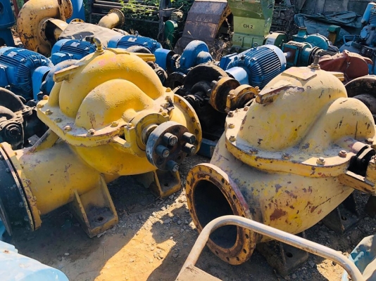 หัวปั้มน้ำสปิทเคสปั้ม(Split case Pump) ขนาดท่อ เข้า/ออก 14&rdquo;- 14&rdquo; / Q 1200 m3/h / H 13.5 m ใช้กับมอเตอร์ 100 HP สภาพสวยหมุนนิ่ม เข้ามา 2 ตัว