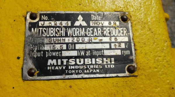 หัวเกียร์ทดญี่ปุ่น MITSUBISHI GEAR JAPAN อัตราทด 1:15 (100 rpm) ใช้กับมอเตอร์ 15-25 HP สภาพสวยรุ่นงา