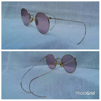 แว่นตาอเมริกันที่ยิ่งใหญ่ที่สุดในศตวรรษที่ 20  'เอโอ ฟูล - วิว'  งานสร้างทศวรรษ 1940's  ทองโกลด์ฟิลด์ 12 K  สัดส่วนทองคำบริสุทธิ์ 50\%  งานทองเดินลาย  ล้ำค่า หายาก !  Antique AO American Optical handcr