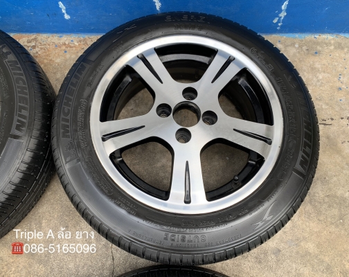 ล้อแม็ก 4รู100 ENKEI สีดำหน้าเงา ขอบ 15 พร้อมยาง 175-65-15 Michelin ปี 16