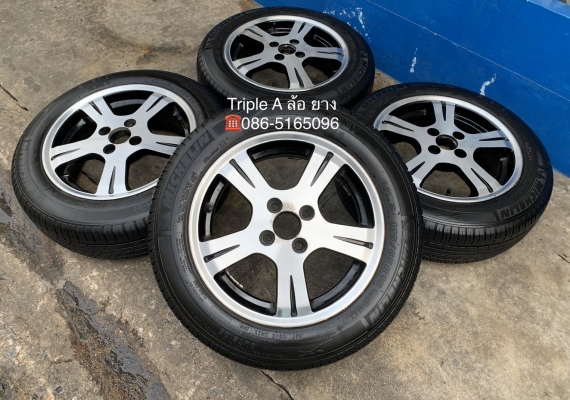 ล้อแม็ก 4รู100 ENKEI สีดำหน้าเงา ขอบ 15 พร้อมยาง 175-65-15 Michelin ปี 16