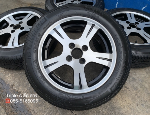 ล้อแม็ก 4รู100 ENKEI สีดำหน้าเงา ขอบ 15 พร้อมยาง 175-65-15 Michelin ปี 16