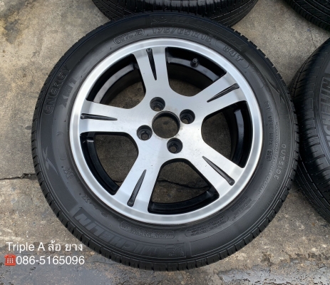 ล้อแม็ก 4รู100 ENKEI สีดำหน้าเงา ขอบ 15 พร้อมยาง 175-65-15 Michelin ปี 16