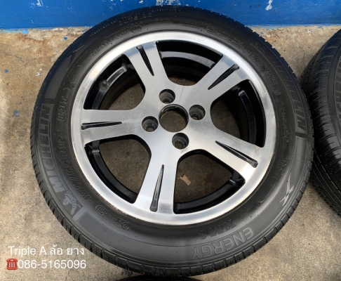 ล้อแม็ก 4รู100 ENKEI สีดำหน้าเงา ขอบ 15 พร้อมยาง 175-65-15 Michelin ปี 16