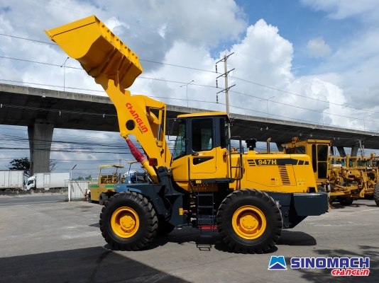 ขายรถตักล้อยางมือหนึ่ง ซิโนแมช-ฉางหลิน รุ่น 947H แขนยาวพิเศษ 4.8 เมตร เกียร์ไฟฟ้า ZF เครื่องยนต์ Cummins บุ้งกี๋ 4 คิว