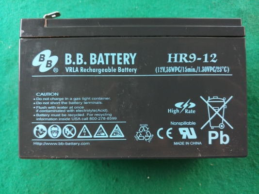 แบตเตอรี่แห้งมือสอง ยี่ห้อ B.B.Battery 12V ขนาด 9A ค่าCCA ดีมาก สภาพสวย