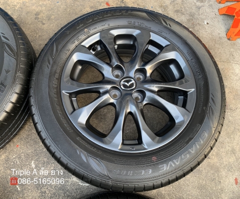ล้อแม็กป้ายแดง Mazda 2 Skyativ ขอบ 15 สีดำ มิดไนท์ พร้อมยางป้ายแดง 185-65-15 Dunlop ปี 19 สวยกริ๊บ