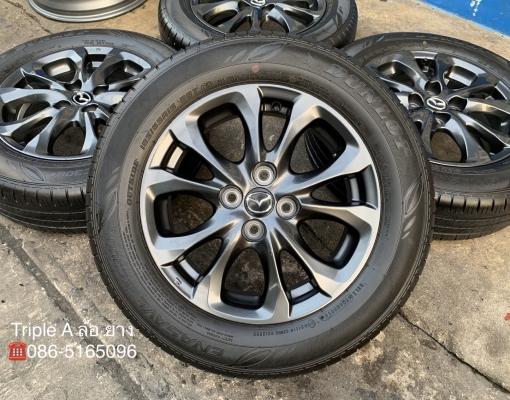 ล้อแม็กป้ายแดง Mazda 2 Skyativ ขอบ 15 สีดำ มิดไนท์ พร้อมยางป้ายแดง 185-65-15 Dunlop ปี 19 สวยกริ๊บ