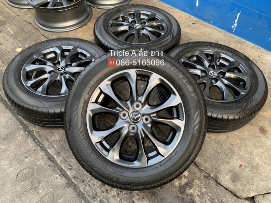 ล้อแม็กป้ายแดง Mazda 2 Skyativ ขอบ 15 สีดำ มิดไนท์ พร้อมยางป้ายแดง 185-65-15 Dunlop ปี 19 สวยกริ๊บ