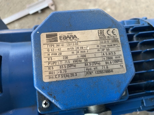 ขายปั๊มน้ำหอยโข่งหัวสแตนเลส Ebara 2HP. 380V made in Italy ขนาดเข้า 2.5นิ้ว ออก 1.5นิ้ว สภาพสวยใหม่มาก หมุนนิ่ม พร้อมใช้งาน ราคา 6,500 บาท
