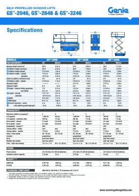 รถกระเช้า (ขากรรไกร) GENIE ทำงานได้สูง 11.75เมตร รุ่น: GS3246DC นำเข้ายี่ปุ่น