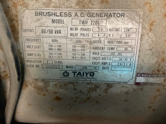 เครื่องปั่นไฟ AIRMAN 60kVA รุ่น: SDG60S นำเข้ายี่ปุ่น