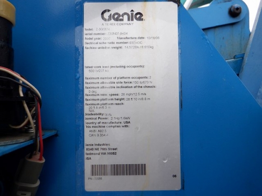 รถกระเช้า GENIE ทำงานได้สูง 11.14 เมตร รุ่น: Z30N/20N นำเข้ายี่ปุ่น รถกระเช้า GENIE ทำงานได้สูง 11.14 เมตร รุ่น: Z30N/20N นำเข้ายี่ปุ่น