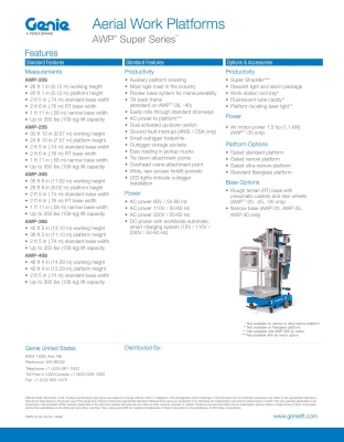 รถกระเช้า GENIE ทำงานได้สูง 11เมตร รุ่น: AWP-30S นำเข้ายี่ปุ่น รถกระเช้า GENIE ทำงานได้สูง 11เมตร รุ่น: AWP-30S นำเข้ายี่ปุ่น