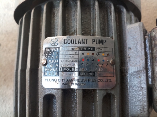 coolant pump ขนาด ครึ่งแรง สามเฟส ความเร็วรอบ 2850 rpm สภาพดี ใช้งานได้ปกติ