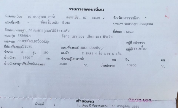 6 ล้อ ISUZU FRR190 แรง ไมล์ 47,000 กม.(แท้แน่นอน) กระบะมิเนียม - ดั้ม ยาว 5.7 ม. เจ้าของขายเอง