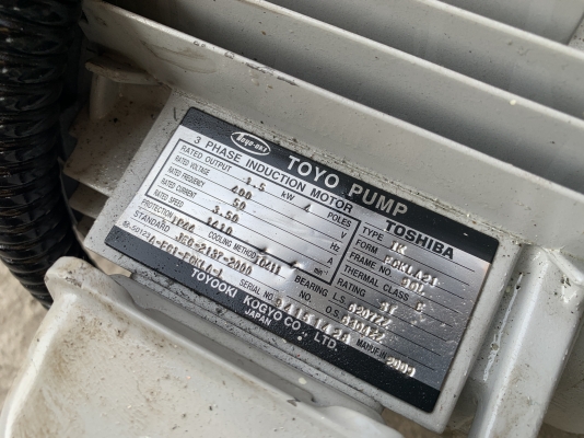 ขายมอเตอร์ปั๊มไฮโดรลิค 2ตอน Toyo-Oki 2HP. 380V made in Japan ขนาดท่อ 1นิ้ว สภาพสวยใหม่มาก หมุนนิ่ม พ
