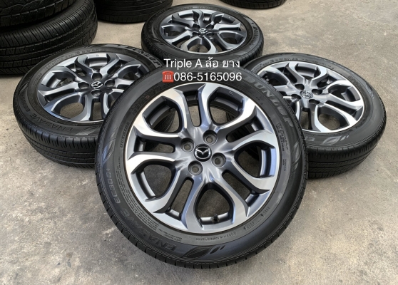 ล้อแม็ก Mazda 2 ตัวท๊อป ขอบ 16 สีกันเมทาลิกหน้าเงา พร้อมยาง 185-60-16 Dunlop ปลายปี 17 สภาพดี