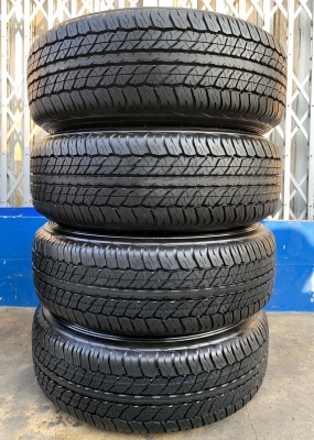 ล้อแม็ก 6รู114 Nissan Navara NP300 ขอบ 16 พร้อมยางใหม่ป้ายแดง 255-70-16 Dunlop ปี 20 ตุ่มอลัง เส้นสี