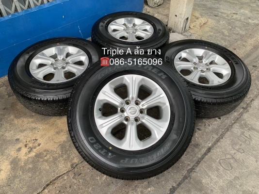 ล้อแม็ก 6รู114 Nissan Navara NP300 ขอบ 16 พร้อมยางใหม่ป้ายแดง 255-70-16 Dunlop ปี 20 ตุ่มอลัง เส้นสี
