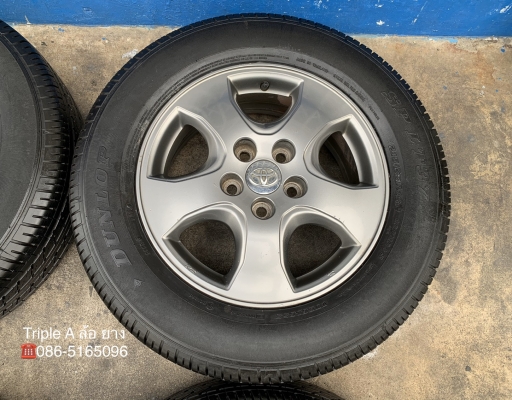 ล้อแม็ก Toyota Vigo Champ สีเทาดำ ขอบ 16 พร้อมยางน้องๆป้ายแดง 215-65-16 Dunlop ปลายปี 18 สภาพดี