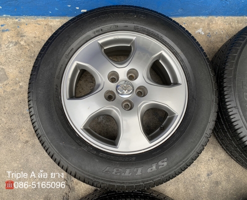 ล้อแม็ก Toyota Vigo Champ สีเทาดำ ขอบ 16 พร้อมยางน้องๆป้ายแดง 215-65-16 Dunlop ปลายปี 18 สภาพดี