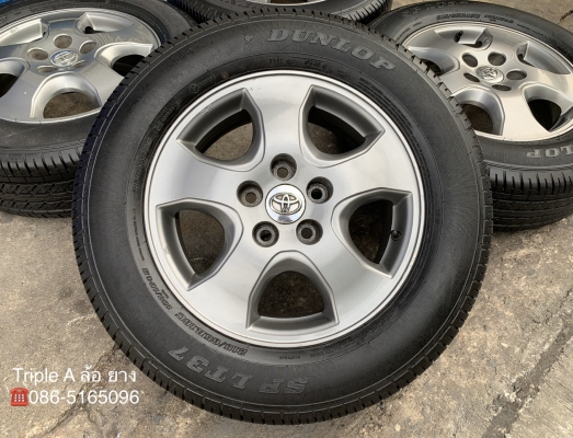 ล้อแม็ก Toyota Vigo Champ สีเทาดำ ขอบ 16 พร้อมยางน้องๆป้ายแดง 215-65-16 Dunlop ปลายปี 18 สภาพดี