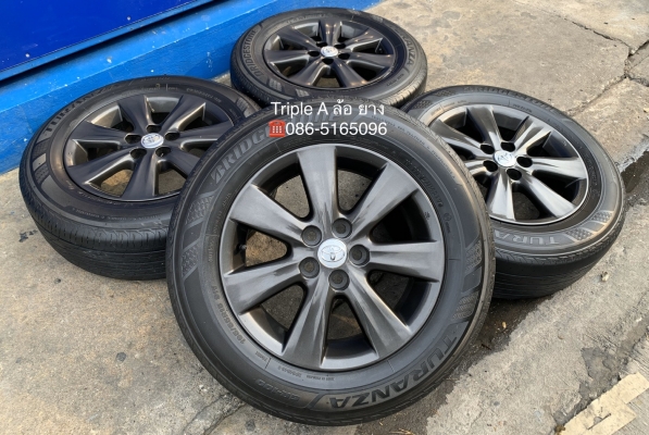 ล้อแม็ก 5รู100 Toyota Altis ขอบ 15 สีเทากัน แถมยาง 195-65-15 Bridgestone ปลายปี 17