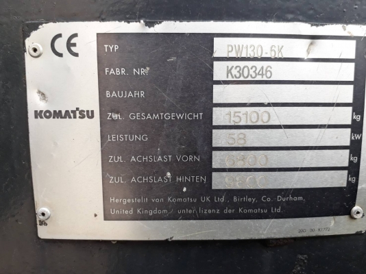 ขาย 950,000 รถแบคโฮล้อยาง KOMATSU pw 130-6 K เล่มทะเบียน พร้อมลายหัเจาะ ไฟฟ้าครบ เครื่องดี ปั้มแรง เ