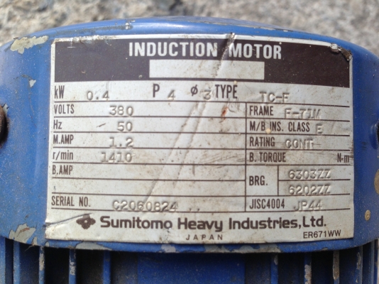 ขายมอเตอร์เกียร์ sumitomo 1/2 Hp. 380 v อัตราทด 29/1 RPM. สภาพสวยพร้อมใช้งาน ขายมอเตอร์เกียร์ sumitomo 1/2 Hp. 380 v อัตราทด 29/1 RPM. สภาพสวยพร้อมใช้งาน