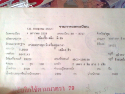 ขายด่วน รถหกล้อISUZU ระหัสคัสซี TLD56T ติดเครน TADANO 2ตัน กระบะยาว 4.5 เมตร รถสวย พร้อมใช้งาน มีทะเบียนครบ.