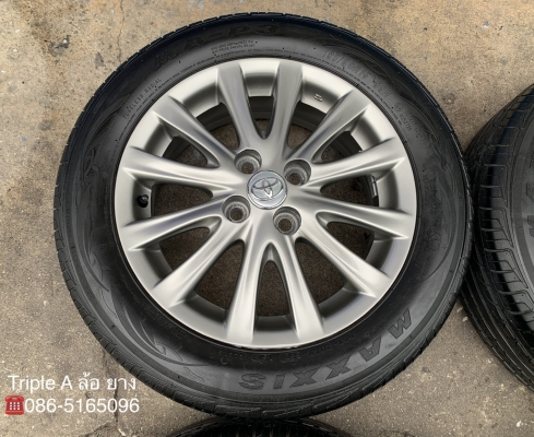 ล้อแม็ก Toyota Vios รุ่น 12 ก้าน ขอบ 15 สีรมดำ พร้อมยาง 185-60-15 Maxxis ปี 17 สภาพสวย