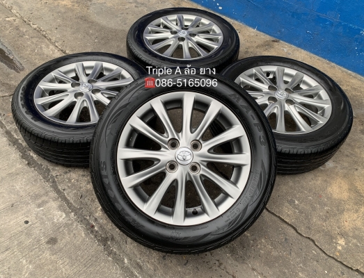 ล้อแม็ก Toyota Vios รุ่น 12 ก้าน ขอบ 15 สีรมดำ พร้อมยาง 185-60-15 Maxxis ปี 17 สภาพสวย