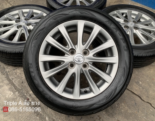 ล้อแม็ก Toyota Vios รุ่น 12 ก้าน ขอบ 15 สีรมดำ พร้อมยาง 185-60-15 Maxxis ปี 17 สภาพสวย