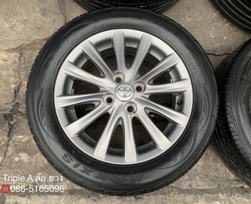 ล้อแม็ก Toyota Vios รุ่น 12 ก้าน ขอบ 15 สีรมดำ พร้อมยาง 185-60-15 Maxxis ปี 17 สภาพสวย
