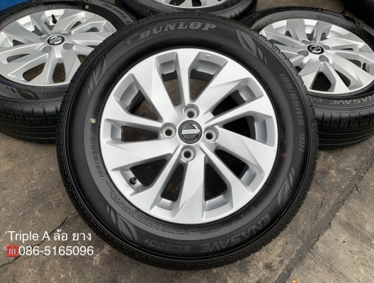 ล้อแม็กป้ายแดง Nissan Almera รุ่นใหม่ล่าสุด ขอบ 15 พร้อมยางใหม่ป้ายแดง 195-65-15 Dunlop ปี 20 ใหม่ยกห้าง