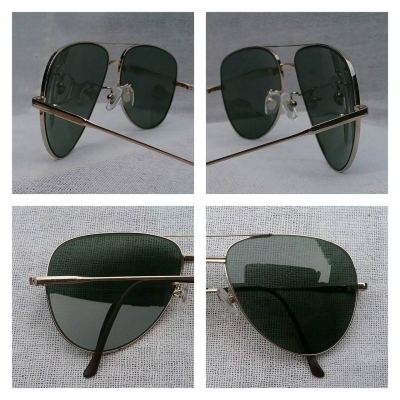 แว่นตาวินเทจปาริเซียนแฮนด์เมดทศวรรษที่ 1970's  ราคาพิเศษ !  โมเดลคลาสสิค 'หยดน้ำตา - นักบิน' แบบดั้งเดิม  'กรอบ' และ 'ก้านขา' เรียวระหงแบบ 'ไทดี สไตล์'  พิเศษสุด : เลนส์กระจกคริสตัล 'สีเขียว